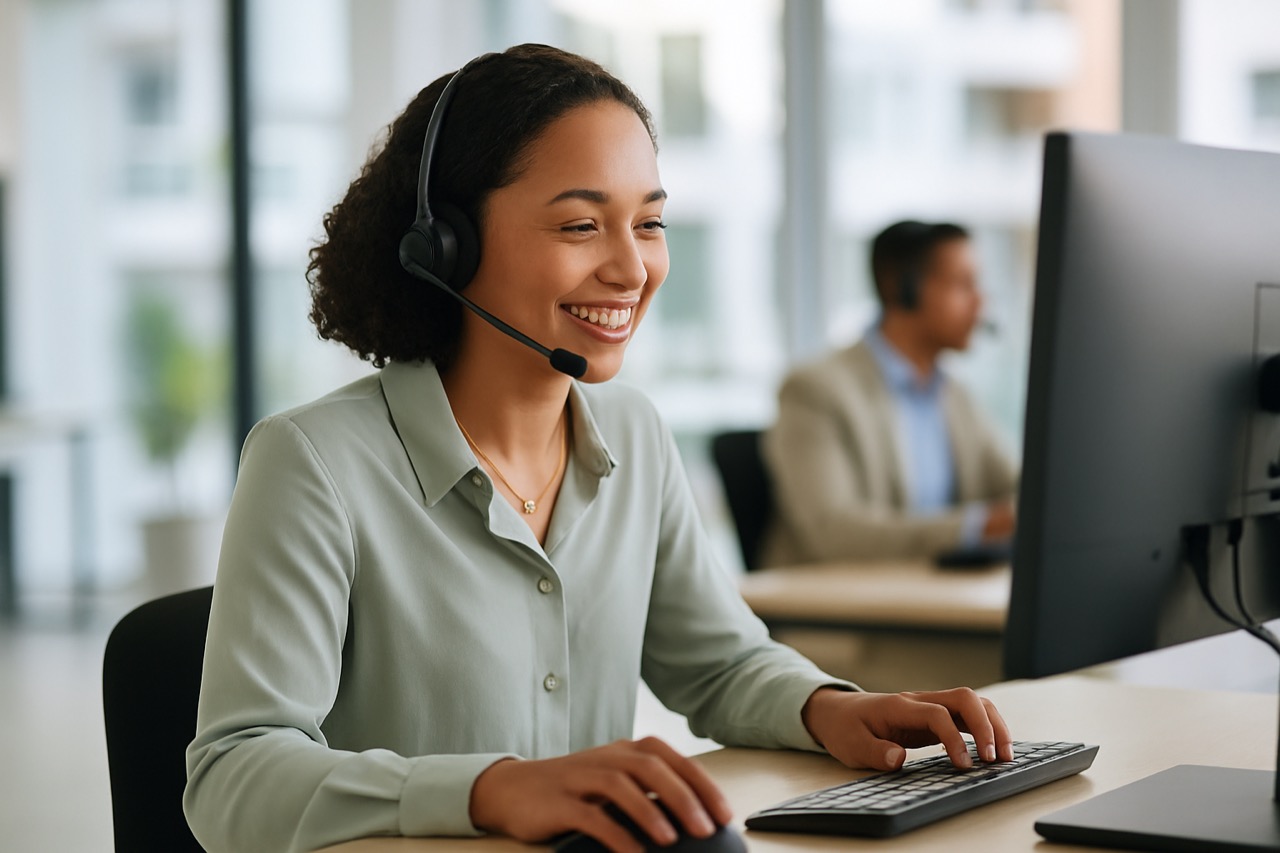 Pharmsource representative helping a pharmacy by phone